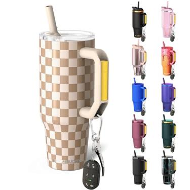 Imagem de Thicc Buddy - Copo isolado a vácuo de aço inoxidável de 1,134 g com tampa e canudo para água - Caneca de viagem compatível com porta-copos - presentes para mulheres e homens Ele Ela (pão de gengibre)