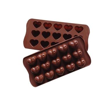 Imagem de Molde de chocolate de silicone com 15 furos em forma de coração molde de cubo de gelo