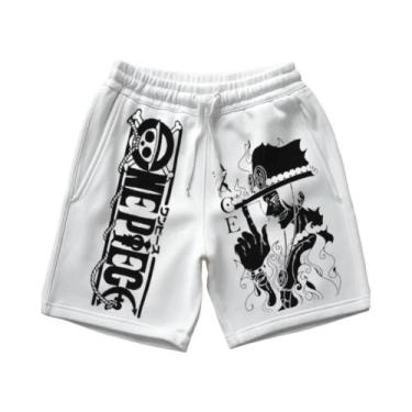 Imagem de Bermuda Masculina Solta E Respirável De Algodão Com Estampa De Luffy E