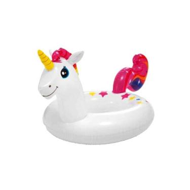 Imagem de Boia infantil Inflável para praia piscina Cabeça Zoo Unicornio Intex 107x58cm