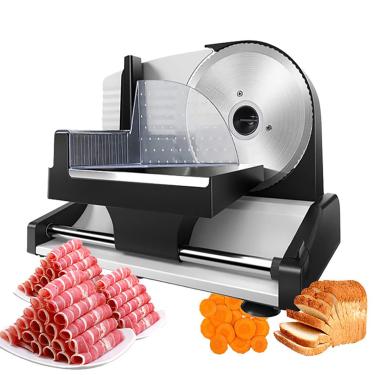 Imagem de Fatiador De Carne EléTrico, Fatiador De Carne 200W, Com LâMinas De AçO InoxidáVel De 190 MM, Para Carne, Queijo, PãO, Legumes, Espessura 1~15 Mm AjustáVel,Black