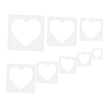 Imagem de Vaveren Conjunto de 8 estênceis geométricos para pintura, fáceis de limpar, com padrões de tinta spray, reutilizáveis ​​para madeira, parede e tela, para, Coração