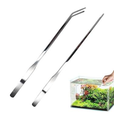 Imagem de Pinças de aquário para alimentação de répteis, pinças de aço inoxidável para répteis, pinças de 27 cm de comprimento com pontas curvas, prata para terrário, lagartixa, tartaruga, axolote barbudo