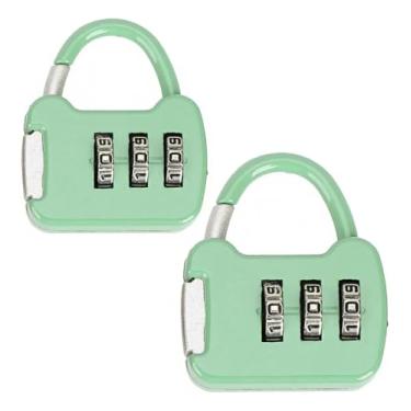 Imagem de Kit 2 Mini Cadeados Coloridos Bloqueio Por Senha 3 Digitos (Verde)