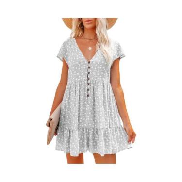 Imagem de Vestido De Verão Floral Com Decote Em V E Botões, Estilo Europeu - NON