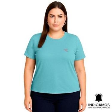 Imagem de Camiseta Diadora Small Logo Plus Size Feminina - Azul Turquesa G1-Feminino