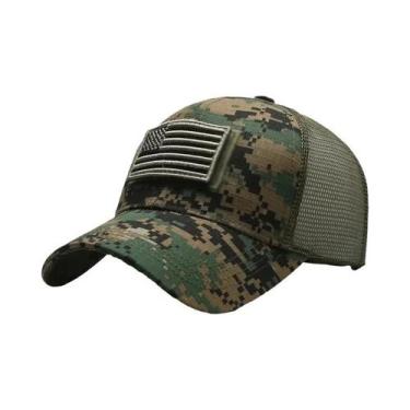 Imagem de Bandeira americana camuflagem adesivo bordado Baseball Cap Net Hat Men