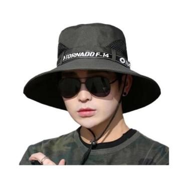 Imagem de Boné de Pesca Masculino com Aba Larga - Anti-UV e à Prova de Vento, Ex