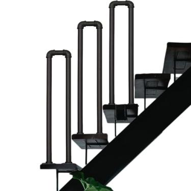 Imagem de AkosOL Corrimãos para corrimãos de escada 1 degrau para ambientes internos e externos trilhos de ferro forjado tipo U corrimãos de metal de transição para escadas, terraço interno, corredor, jardim