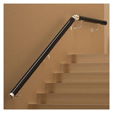 Imagem de AkosOL Corrimão preto para escadas internas, corrimão de escada de PVC, corrimão interno externo com suporte de parede