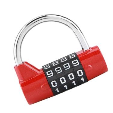 Imagem de aqxreight Cadeado de Combinação Segura para Viagens e Academia Design Versátil de Fechadura Personalizável para Bagagem e Armários Construção Em Liga de Zinco (Vermelho)