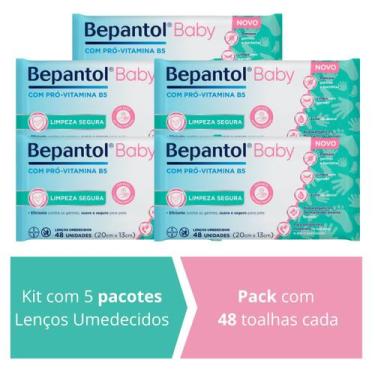 Imagem de Kit 5 Lenços Umedecidos Proteção Antibac 48un cada Bepantol