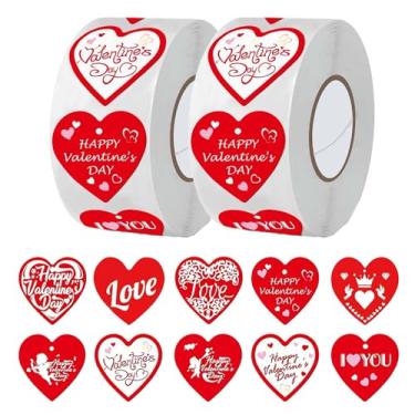 Imagem de RAORAOYUE 1000 adesivos de feliz dia dos namorados, adesivo em forma de coração vermelho, etiquetas adesivas decorativas de amor autoadesivas para o dia dos namorados, envelopes de recompensa