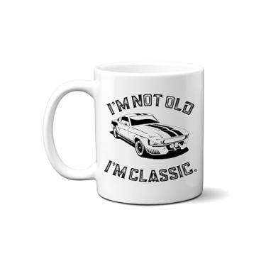 Imagem de Ink Trendz I'm Not Old, I'm Classic - Caneca de café automotiva engraçada com Mustang Fastback - Presente para entusiastas de carros, caneca de humor de velho