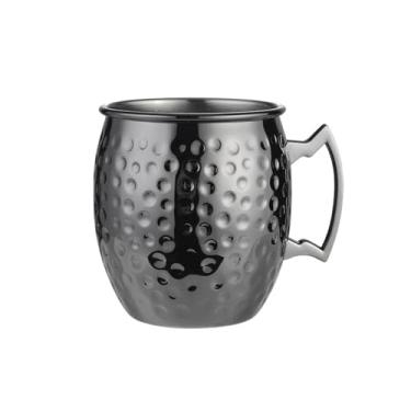 Imagem de Caneca de aço Moscow Mule 500 ml chapeada copo de cerveja caneca de coquetel com alça (preto)