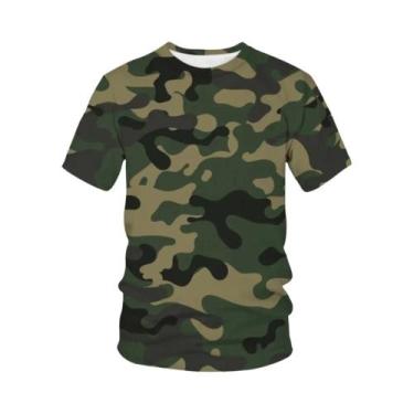 Imagem de Camiseta Oversized Estampada Em 3D Camuflada Para Homens E Mulheres, M