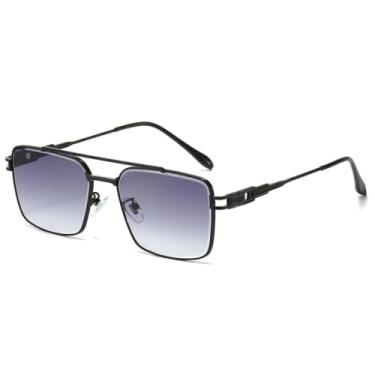 Imagem de HPIRME Óculos de condução masculinos modernos com armação dupla em metal (PRETO E CINZA)