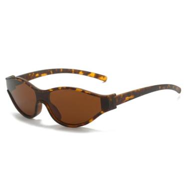 Imagem de Óculos de Sol UV400 - Pequenos Olho de Gato Punk para Homens e Mulheres, Esportes ao Ar Livre, Corrida, Ciclismo, Estampa de Leopardo