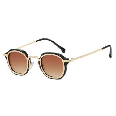 Imagem de Óculos de Sol Feminino Pequeno Estilo Punk Metal Masculino UV400 para Esportes ao Ar Livre, Corrida e Ciclismo, Dourado e Preto