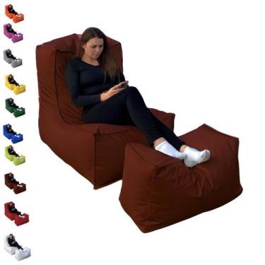 Imagem de Puff Poltrona com Peseira Cheio Material Sintético Almofadão Gigante -