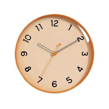 Imagem de KEG801302 Relógio para casa sala de estar marrom relógio de quarto, relógio de quartzo silencioso e simples montado na parede, adequado para sala de estar e quarto relógio de parede (laranja, 35,5 cm)