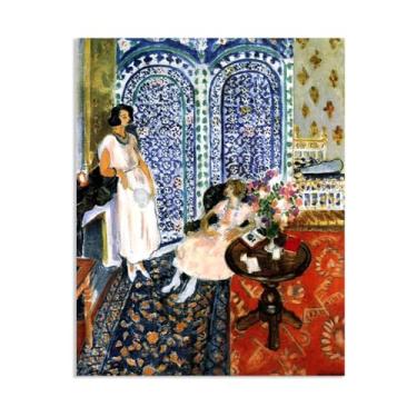 Imagem de Impressão artística de Henri Matisse Pôster de tela mourisca pinturas famosas arte de parede Henri Matisse decoração de banheiro presente para sala de estar escritório em casa decoração de parede 90 x