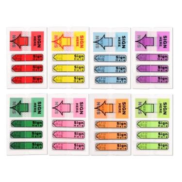 Imagem de 800 peças/8 pacotes com abas para assinar aqui, adesivos de seta, adesivos coloridos para sinalização aqui, abas adesivas para documentos, cadernos, casa, escritório, material escolar