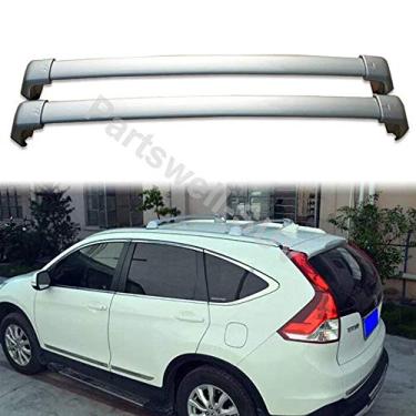 Imagem de YiXi-Partswell 2 peças rack de teto barras transversais bagageiro alumínio adequado para Honda CRV 2012-2016 - prata