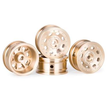 Imagem de Rodas SCX30, cubo de aro ponderado de latão de 0,7 polegada para rastreador axial SCX30 RC, atualização de metal em escala 1/30 para Ford Bronco e Jeep Wrangler JLU, CG baixo (seis furos)