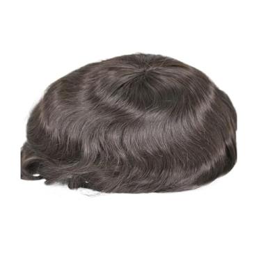 Imagem de Aplique de testa Sistema de peruca cabelo humano masculino com renda francesa e linha fina PU 7x9 polegadas peça substituição(2#)