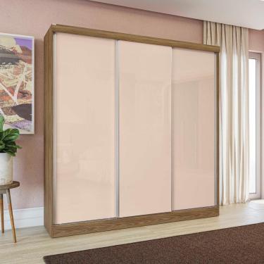 Imagem de Guarda-Roupa Casal Kappesberg 3 Portas Reversiveis de Correr 2 Cabideiros Nogueira/Macadâmia