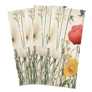 Imagem de xigua Conjunto de 6 panos de prato de cozinha Wildflowers, macios e altamente absorventes de secagem rápida para limpeza de pratos e limpeza manual, 71 x 45 cm