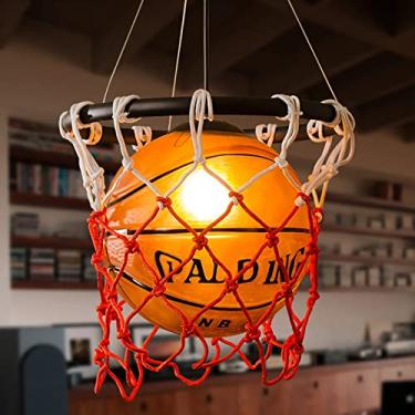Imagem de Luminária Pendente em Formato de Basquete, Moderna e Criativa com Cúpula de Vidro, Lustre de 30 cm com Cesta de Basquete para Sala de Jogos, Quarto Infantil, Jardim de Infância e Decoração d