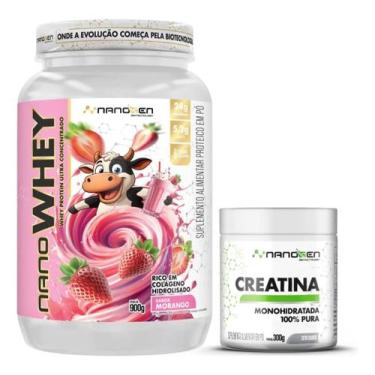 Imagem de Whey Protein Creatina 300g Combo Hipertrofia Ganho Massa - Nanogen Bio