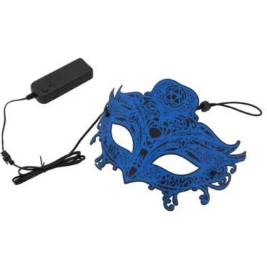 Imagem de Máscara Luxuosa Veneziana com Led para Festas e Bailes Cor:Azul - love