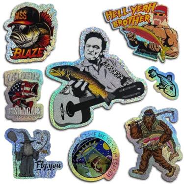 Imagem de 105 peças de adesivos engraçados de pesca para papai, decalques holográficos à prova d'água para caixas de equipamentos e laptops, presentes para pescador e namorado