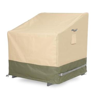 Imagem de COWVIE Capa para móveis de pátio externo para cadeira Adirondack, capa impermeável para cadeira de gramado resistente com bolsa de armazenamento anexada e fivelas de segurança, 86 cm L x 96 cm P x 96