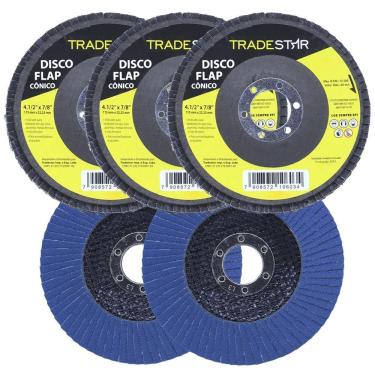 Imagem de Kit Disco De Lixa Flap 4.1/2 Grão 120 Para Lixadeira 05 Un