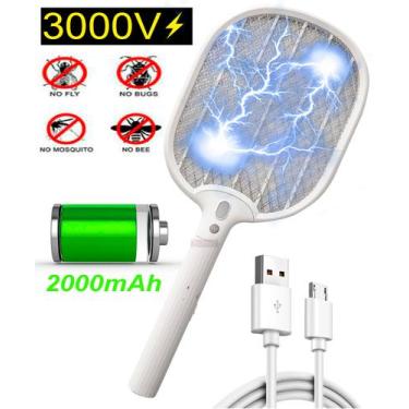 Imagem de Raquete Elétrica Profissional Super Choque 3000V Mata Mosca Mosquito P