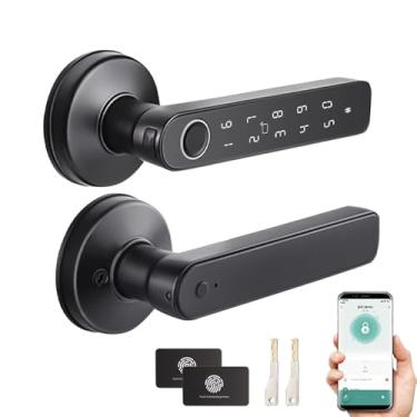 Imagem de Sistema biométrico inteligente de fechadura de porta com impressão digital, Tuya&Smartlife APP, Bluetooth, fechadura de porta de entrada sem chave, segurança doméstica, para quartos, famílias, hotéis