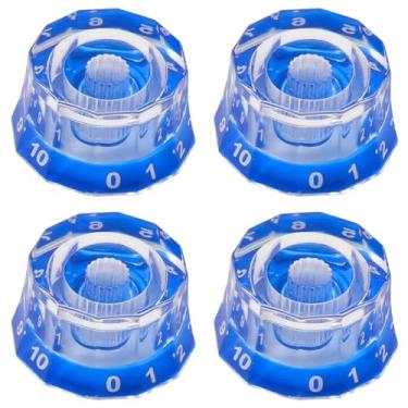 Imagem de Domofa 4 maçanetas estilo abajur guitarra elétrica velocidade volume tom botão de controle para PRS/LP/SG/Les Paul Guitar (transparente com azul)