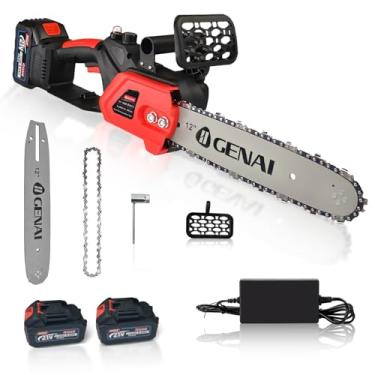 Imagem de Motosserra Eletrica Portátil Sem Fio 21V Serra Motosserracom 2 Bateria Recarregável e Lâmina Serra 12"para Corte de Madeira, Jardinagem e Serviços Pesados