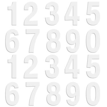 Imagem de Leinuosen Conjunto de caixa de correio acrílica branca número 2 de 7,6 cm - à prova de intempéries - números de caixa de correio para fora - números de casa - pegajoso (negrito)