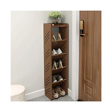 Imagem de Sapateira, sapateira, ABS, empilhável, ajustável, para economizar espaço, organizador de sapatos, serve para chinelos de salto alto, prateleira de sapatos esportivos durável (cor: marrom) (marrom)