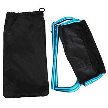 Imagem de Mini banqueta dobrável para uso ao ar livre, cadeira portátil de liga de alumínio para escalada, acampamento, bolsa de armazenamento, azul, para pesca, piquenique, caminhada