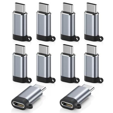 Imagem de Pacote com 10 adaptadores Lightning para USB C para iPhone 16/17 Pro/17 Pro Max, acessórios 17/16/15, carregamento rápido e transferência de dados, cabo conector de carregador tipo C para iPhone 17/16