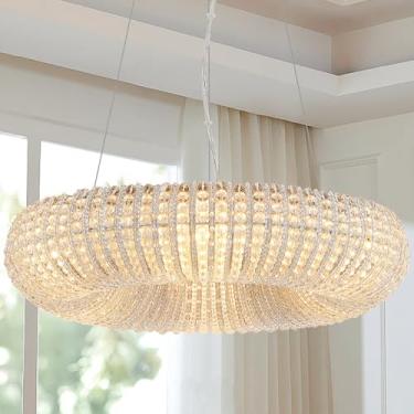 Imagem de VANZARLA Lustre pendente de prata moderno para entrada, lustre grande de luxo para sala de jantar, luz pendente redonda de 6 luzes para quarto, hall de entrada, cozinha, sala de estar