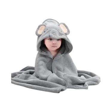 Imagem de Roupão De Banho Infantil Em Fleece Coral Com Capuz Para Meninos E Meni