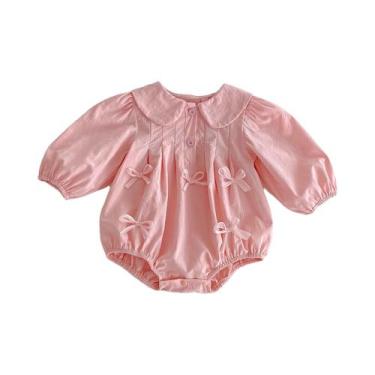 Imagem de Macacão De Bebê Menina Manga Longa Com Laço Princesa Para Primavera Ou