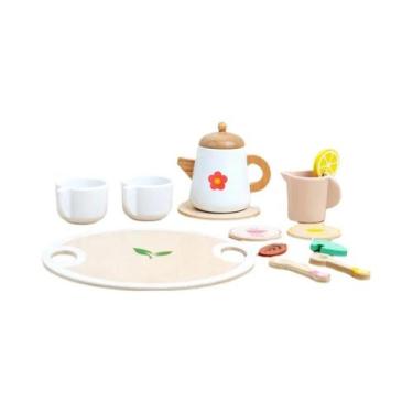 Imagem de Conjunto De Chá De Madeira Para Crianças, Brinquedo De Cozinha Para Fe